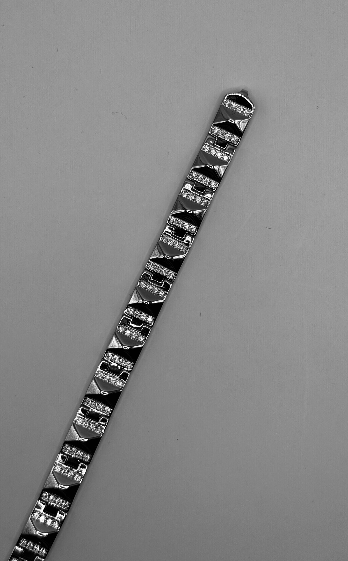 Frosted Grid Bracelet — pavé-set cubic zirconia on 925 sterling silver