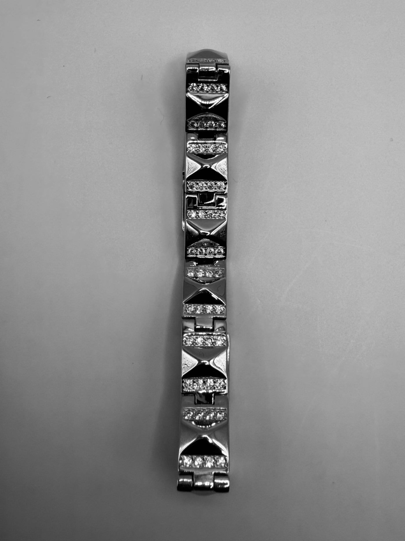 Frosted Grid Bracelet — cubic zirconia detail