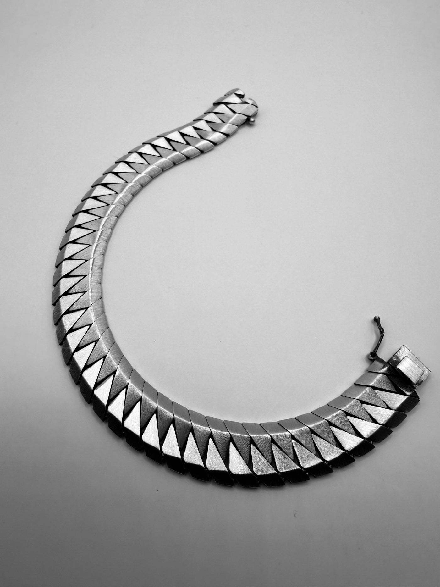 Chrome Blade Bracelet — 48.2g 925 sterling silver chevron-link bracelet